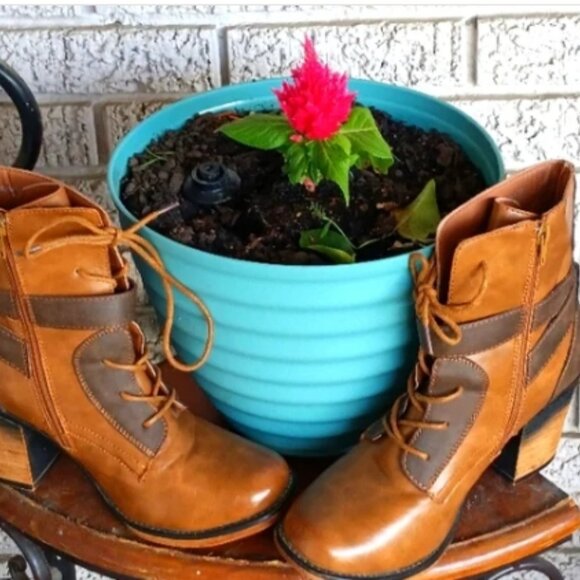 Pierre Dumas Ravenna-Two Tone Brown Lace Up Heeled Boots 8.5🆕📦⌚🏃🏻💨⚡🚚 - Picture 7 of 12